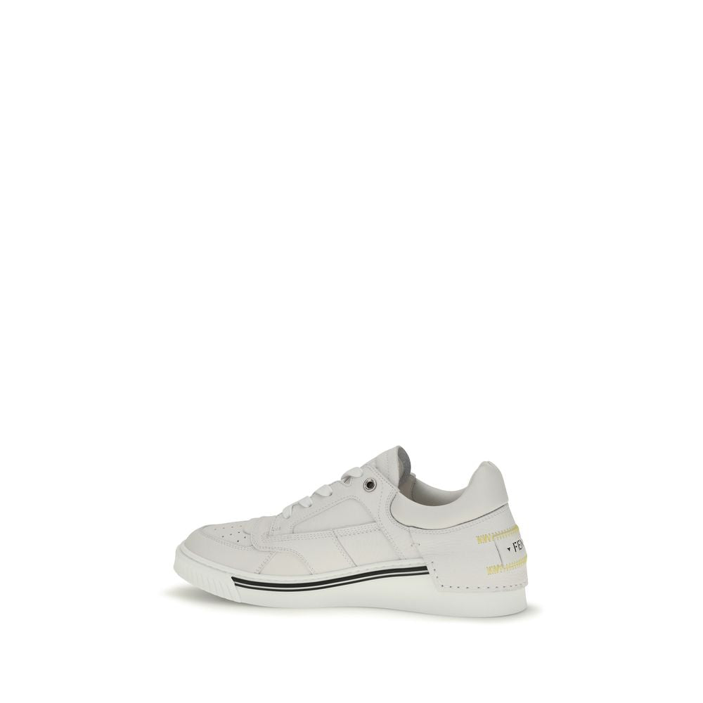 Fendi Fender Men's White Leather Low-Top Sneakers