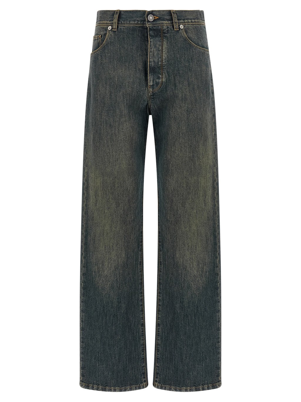 Blue Cotton Straight-Leg Jeans