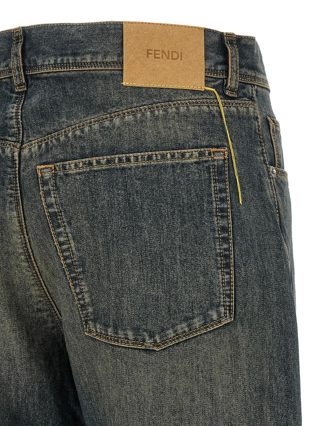 Blue Cotton Straight-Leg Jeans