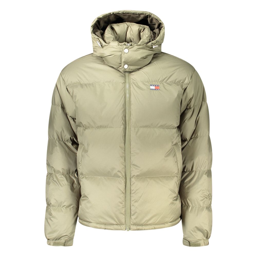 Green Polyester Full-Length Jacket