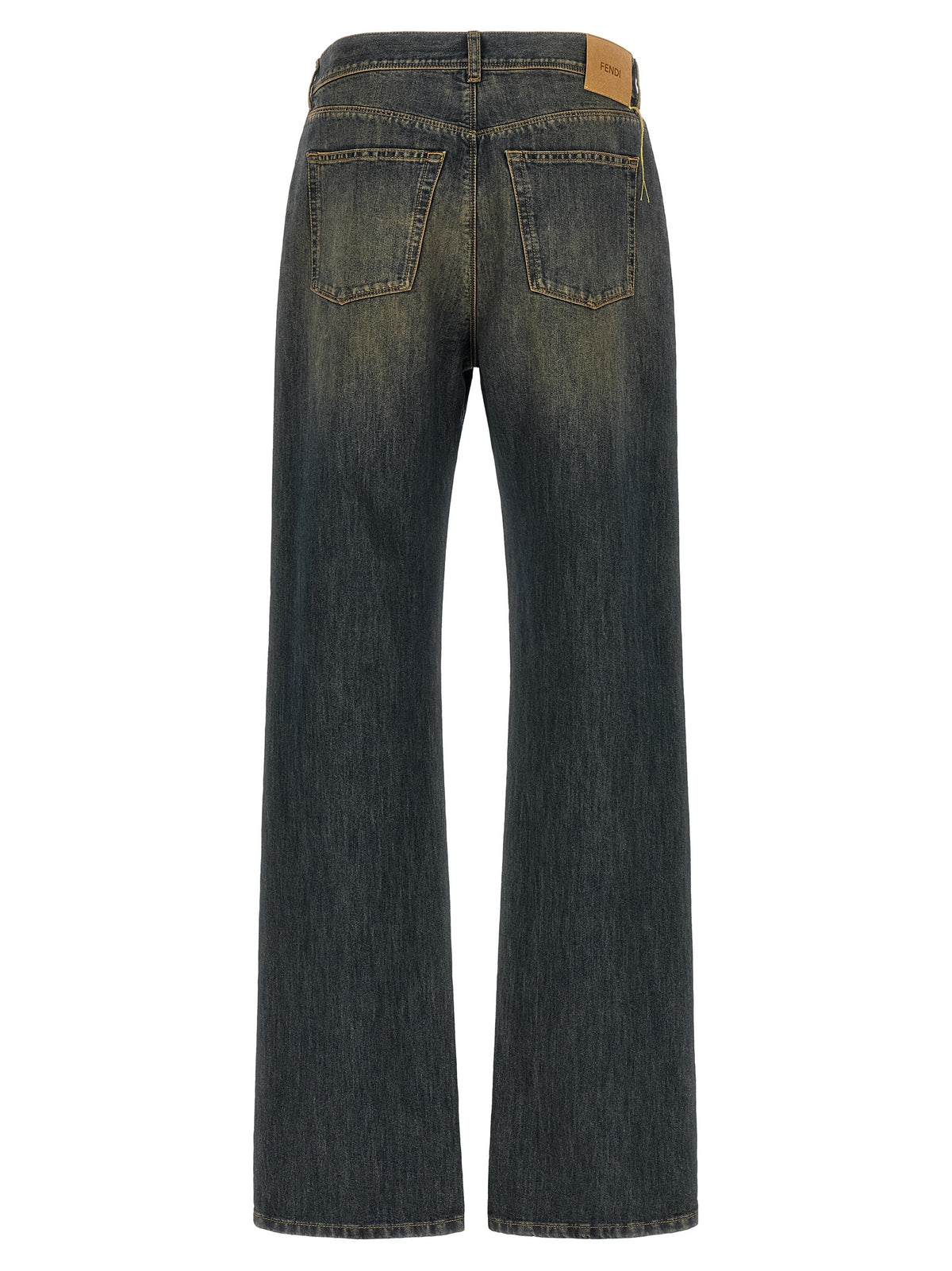 Blue Cotton Straight-Leg Jeans