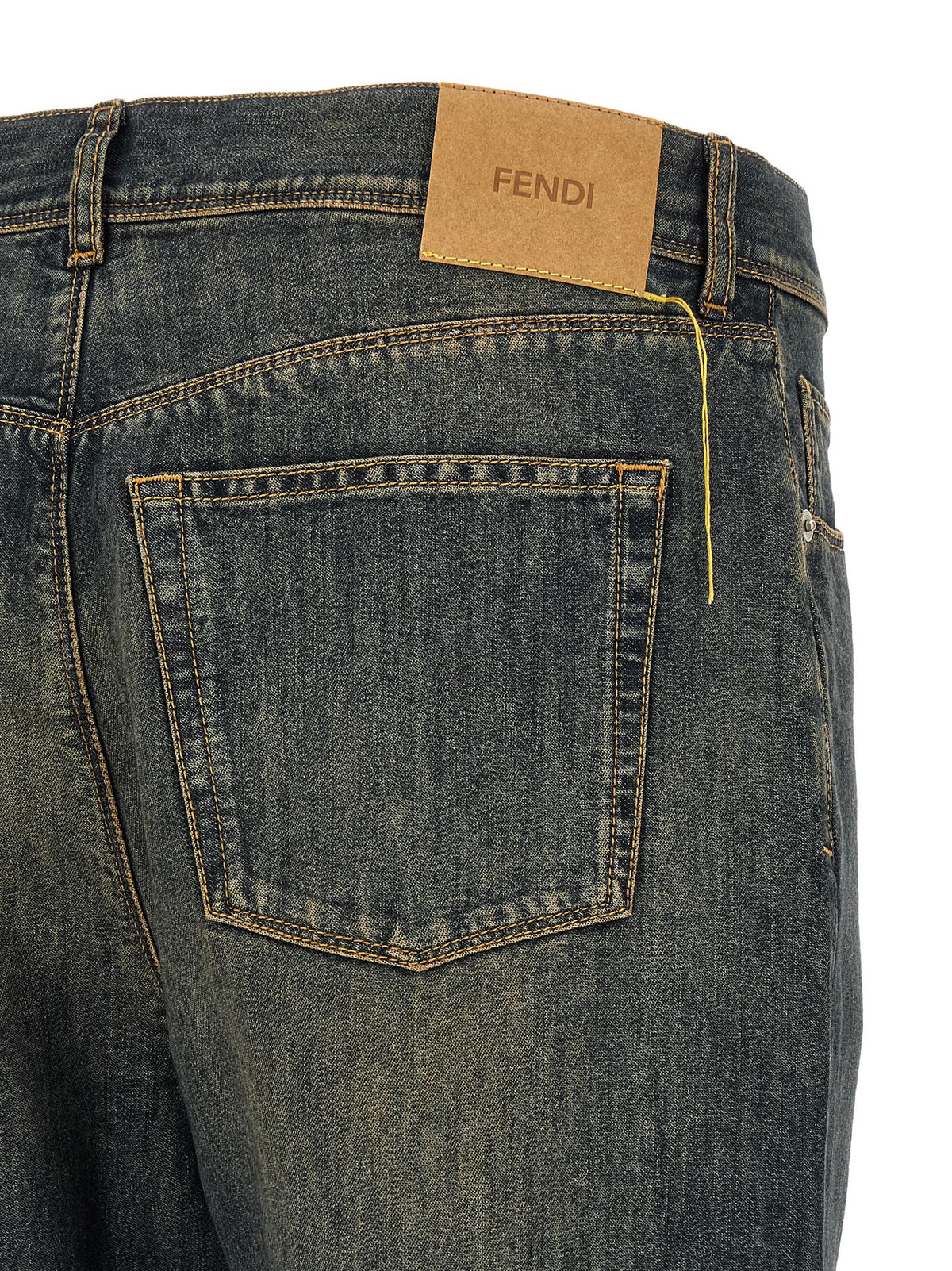 Blue Cotton Straight-Leg Jeans