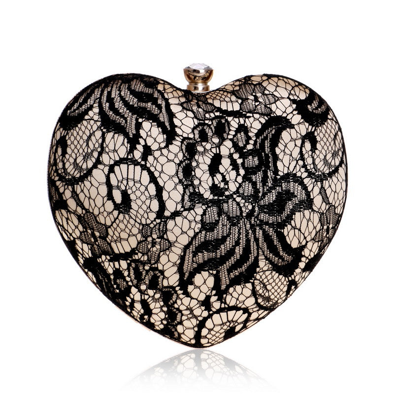 Elegant Heart Shape Lace Evening Bag
