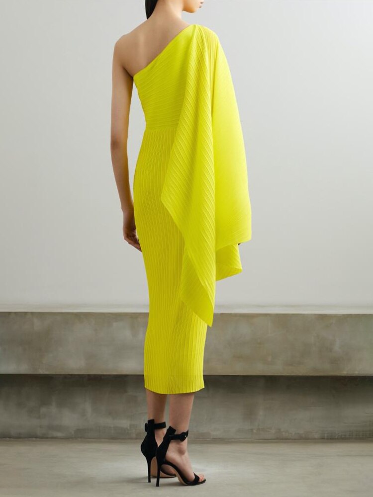 Elegant One Shoulder Pleated Evening Dress
