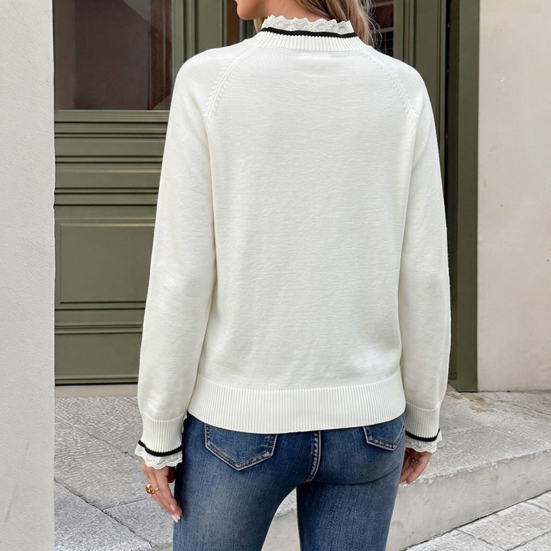 Color Block Bow Sweater for Women