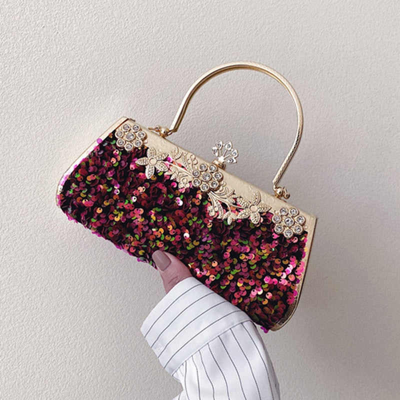 Luxury Sequin Crystal Evening Clutch Bag