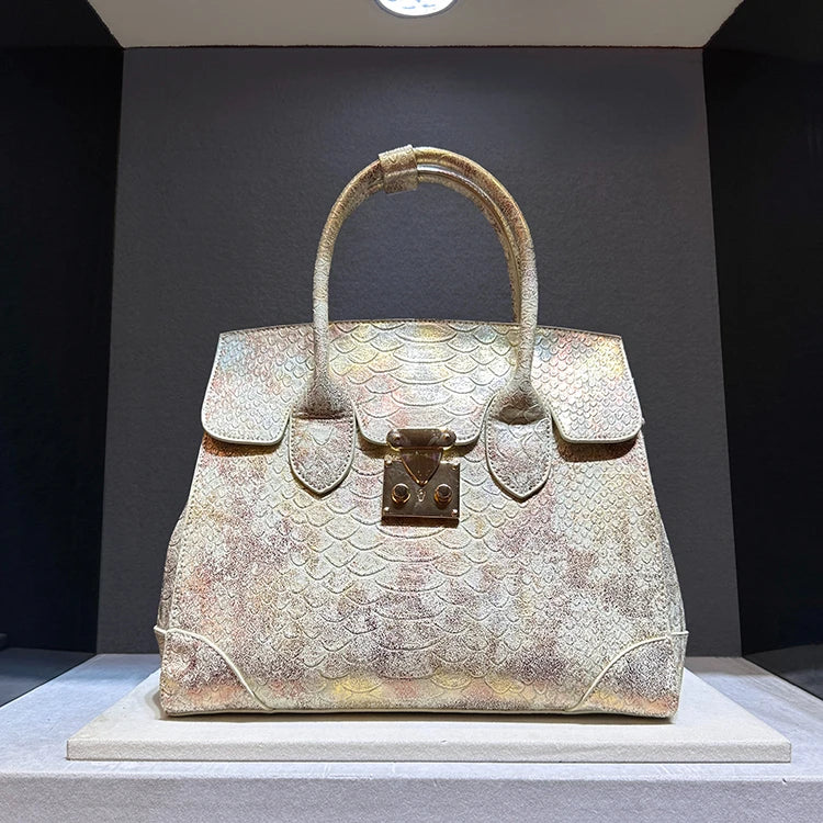 Luxury Snake Print Large Capacity Handbag for Women