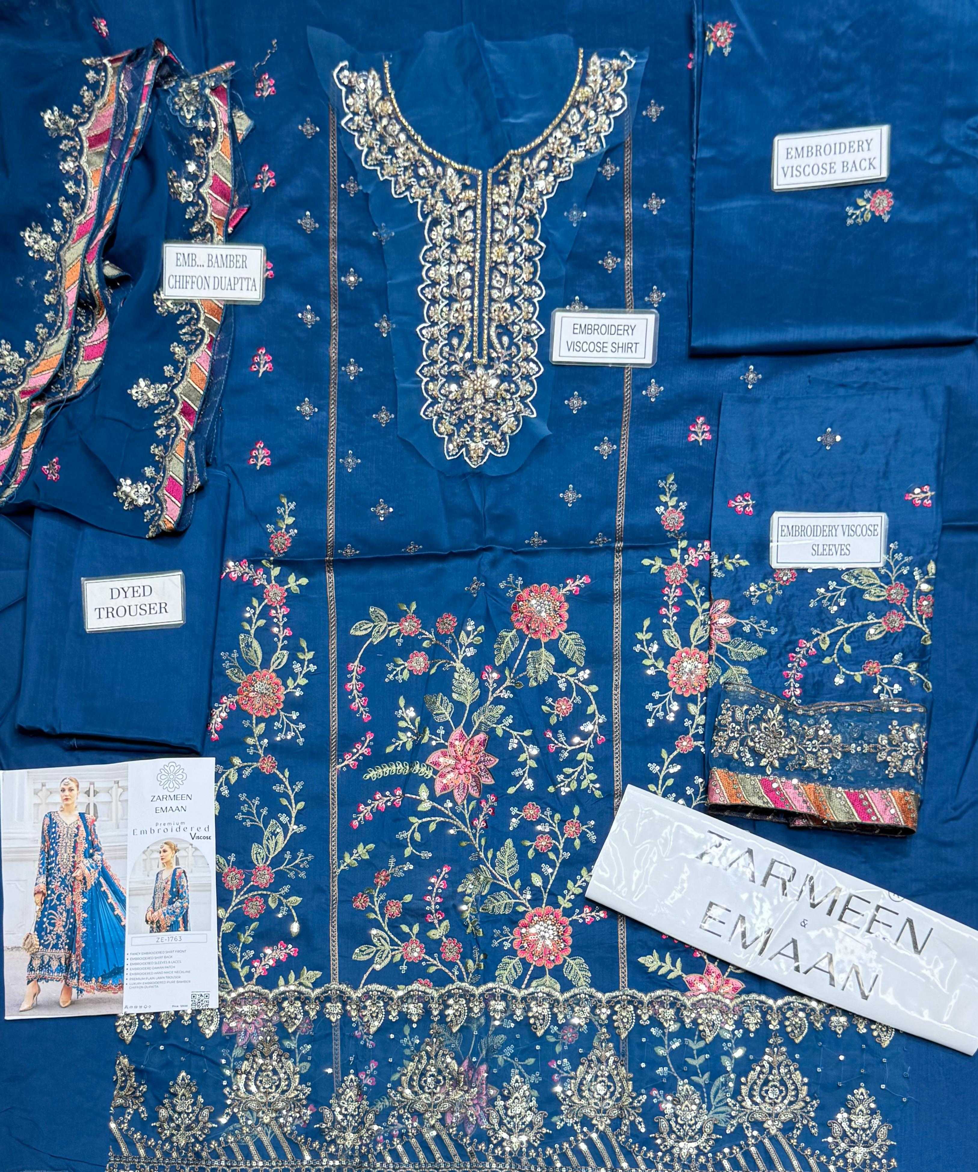 Zarmeen Emaan Blue Embroidered Lawn Suit