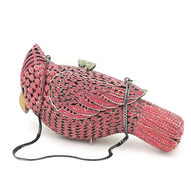 Luxury Crystal Bird Evening Clutch Bag