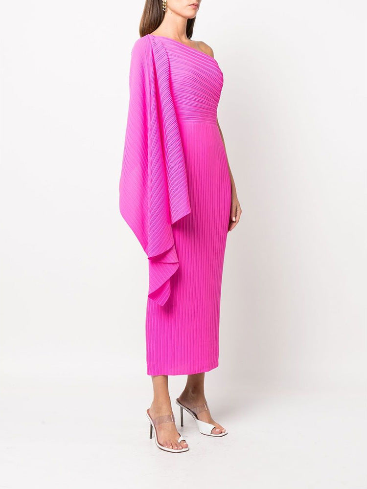 Elegant One Shoulder Pleated Evening Dress