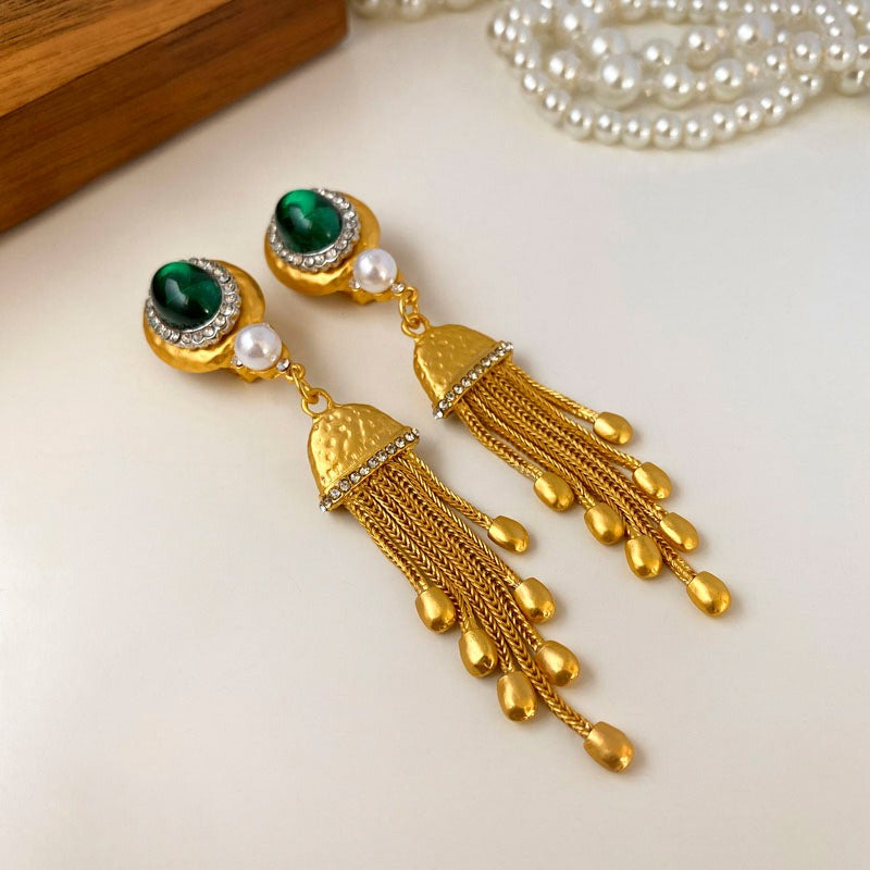 Boucles d'oreilles pendantes à pampilles en perles de luxe pour femmes