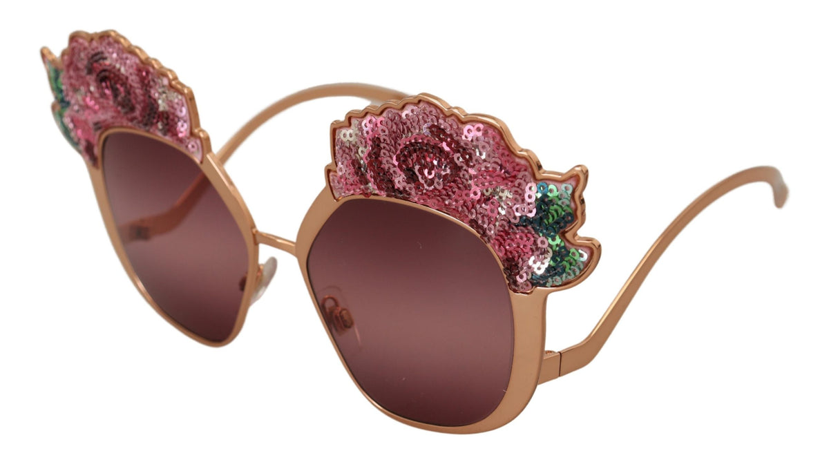 Dolce & Gabbana DG2202 Women's Pink Rose Sequin Sunglasses