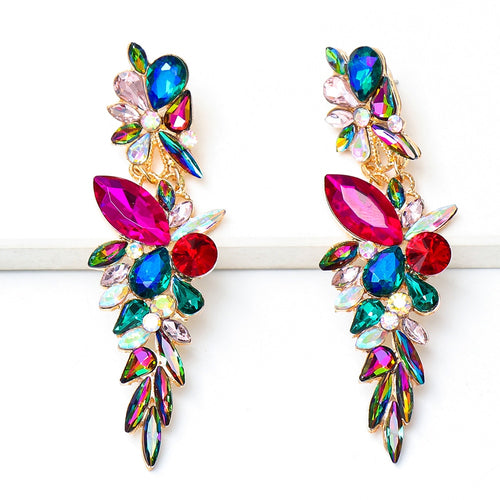 Colorful Long Rhinestone Drop Earrings