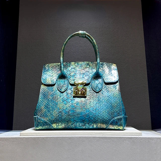 Luxury Snake Print Large Capacity Handbag for Women