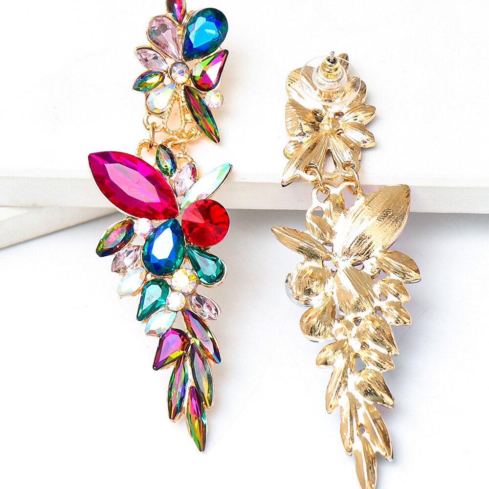 Colorful Long Rhinestone Drop Earrings