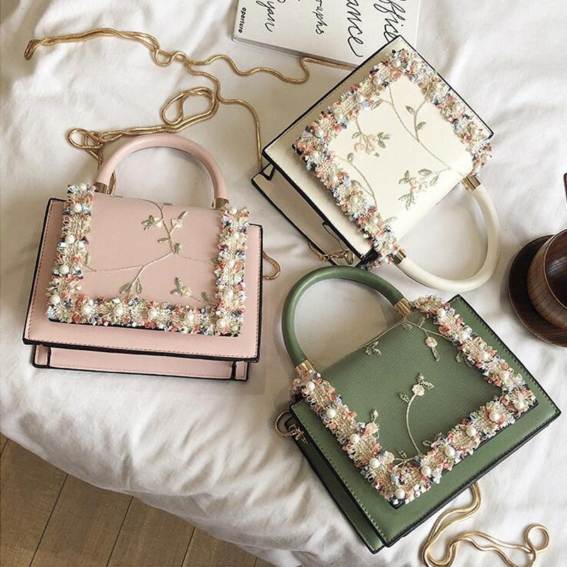 Vintage Floral Lace Crossbody Handbag
