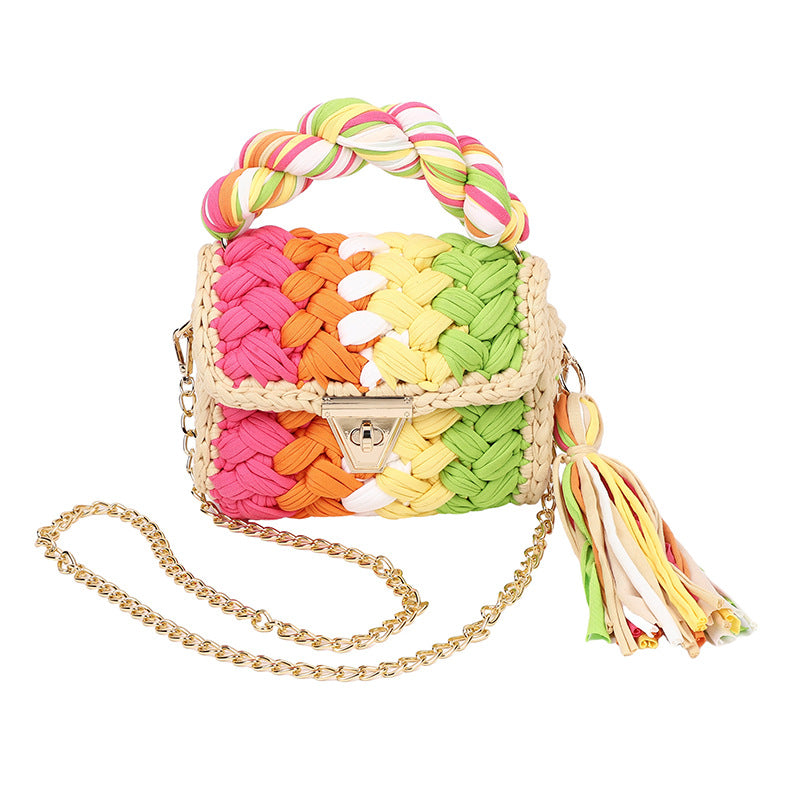 Colorful Hand-Woven Crossbody Bag for Women