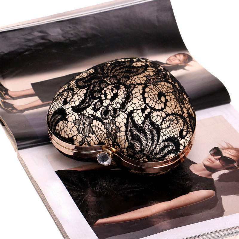 Elegant Heart Shape Lace Evening Bag