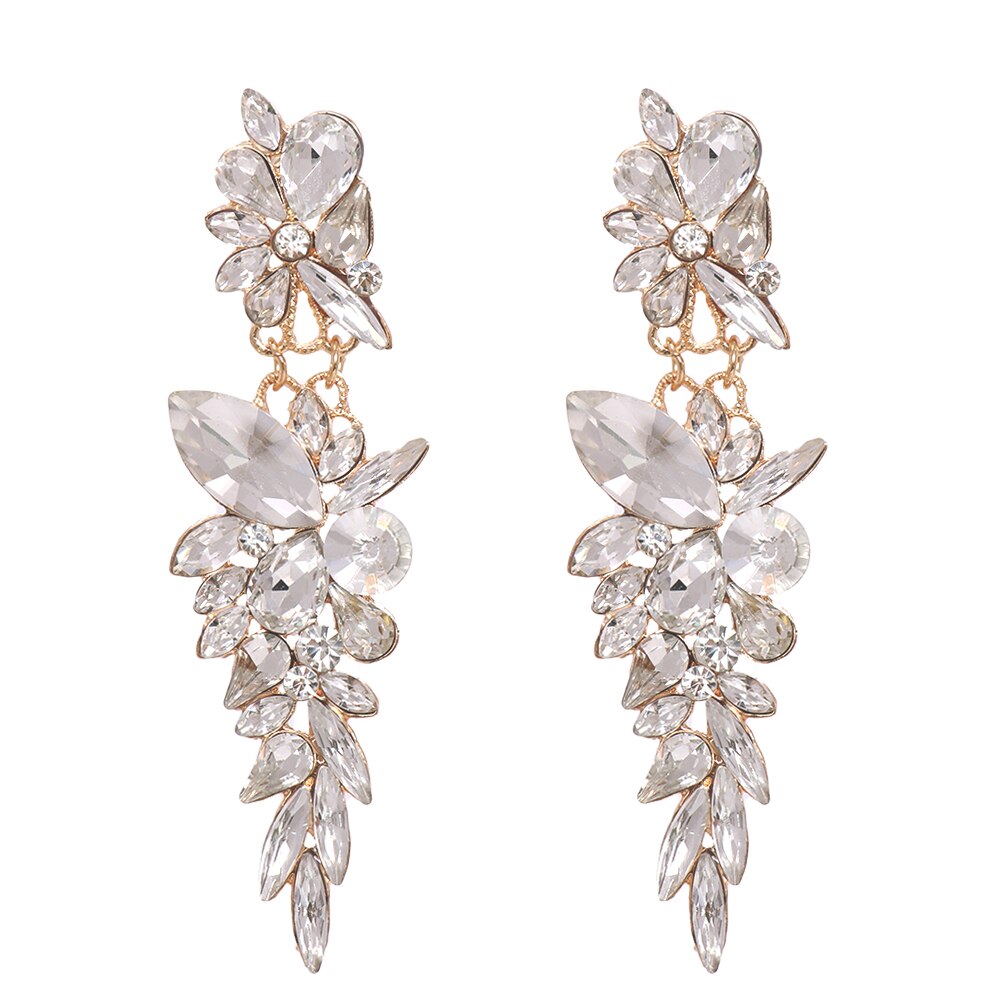 Colorful Long Rhinestone Drop Earrings