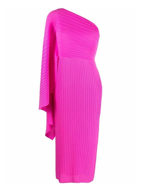 Elegant One Shoulder Pleated Evening Dress