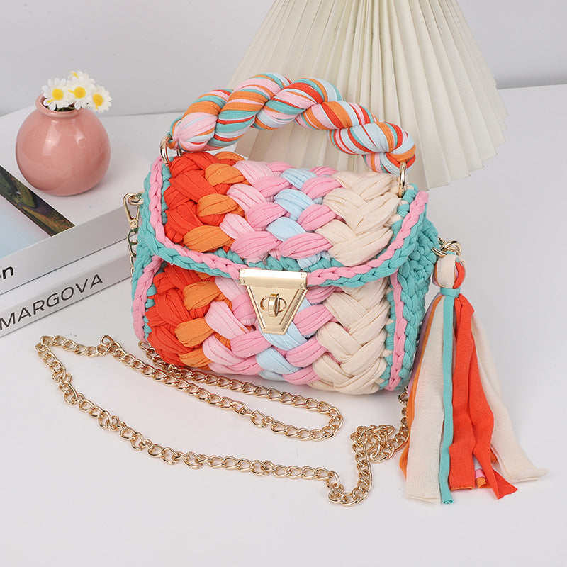 Colorful Hand-Woven Crossbody Bag for Women