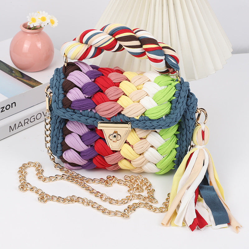 Colorful Hand-Woven Crossbody Bag for Women