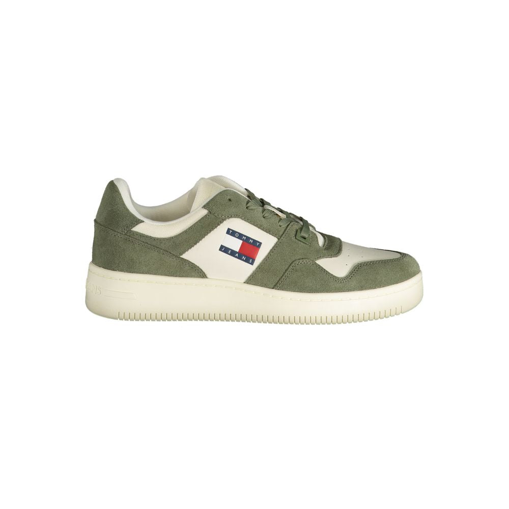 Tommy Hilfiger Men's Green Leather Sneakers