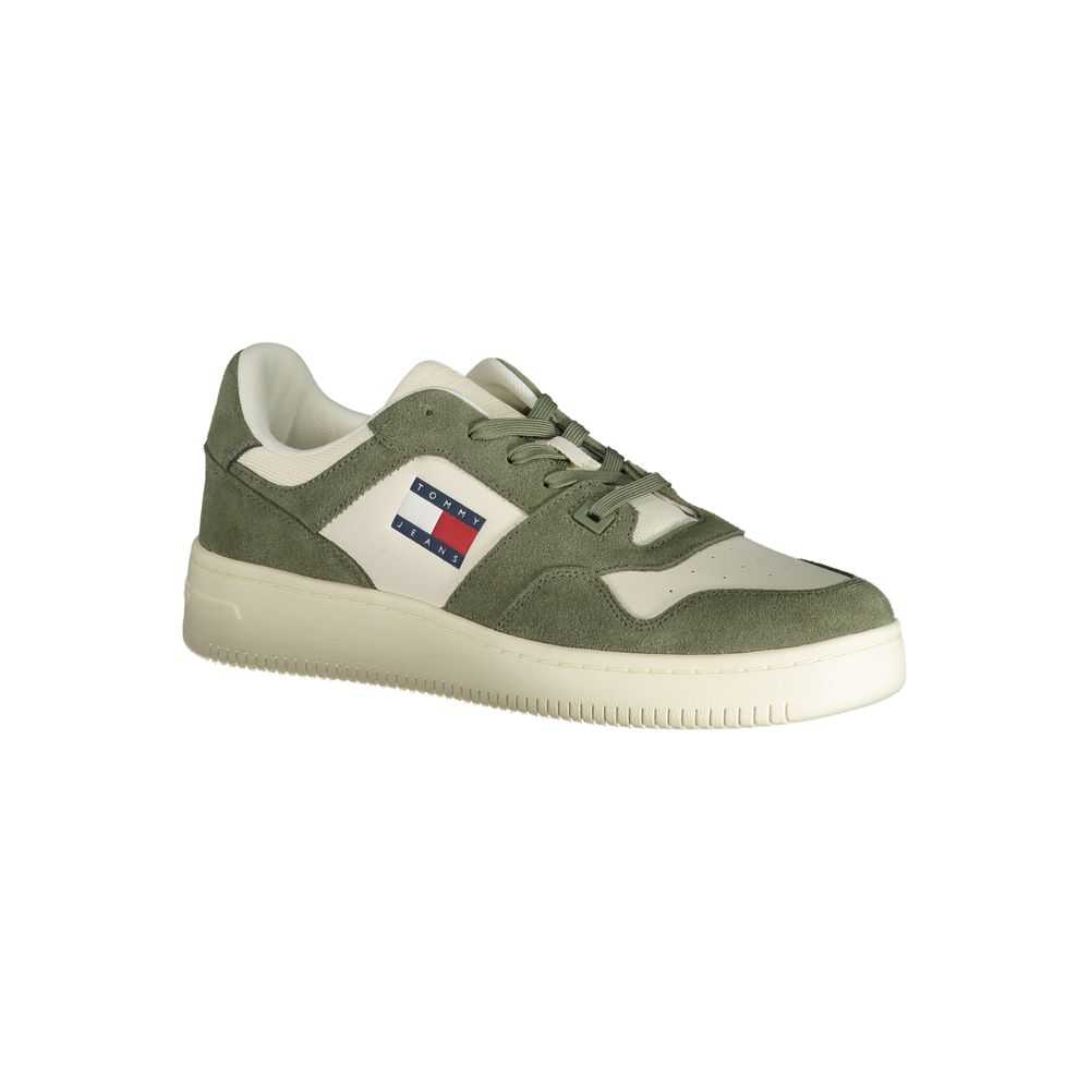 Tommy Hilfiger Men's Green Leather Sneakers