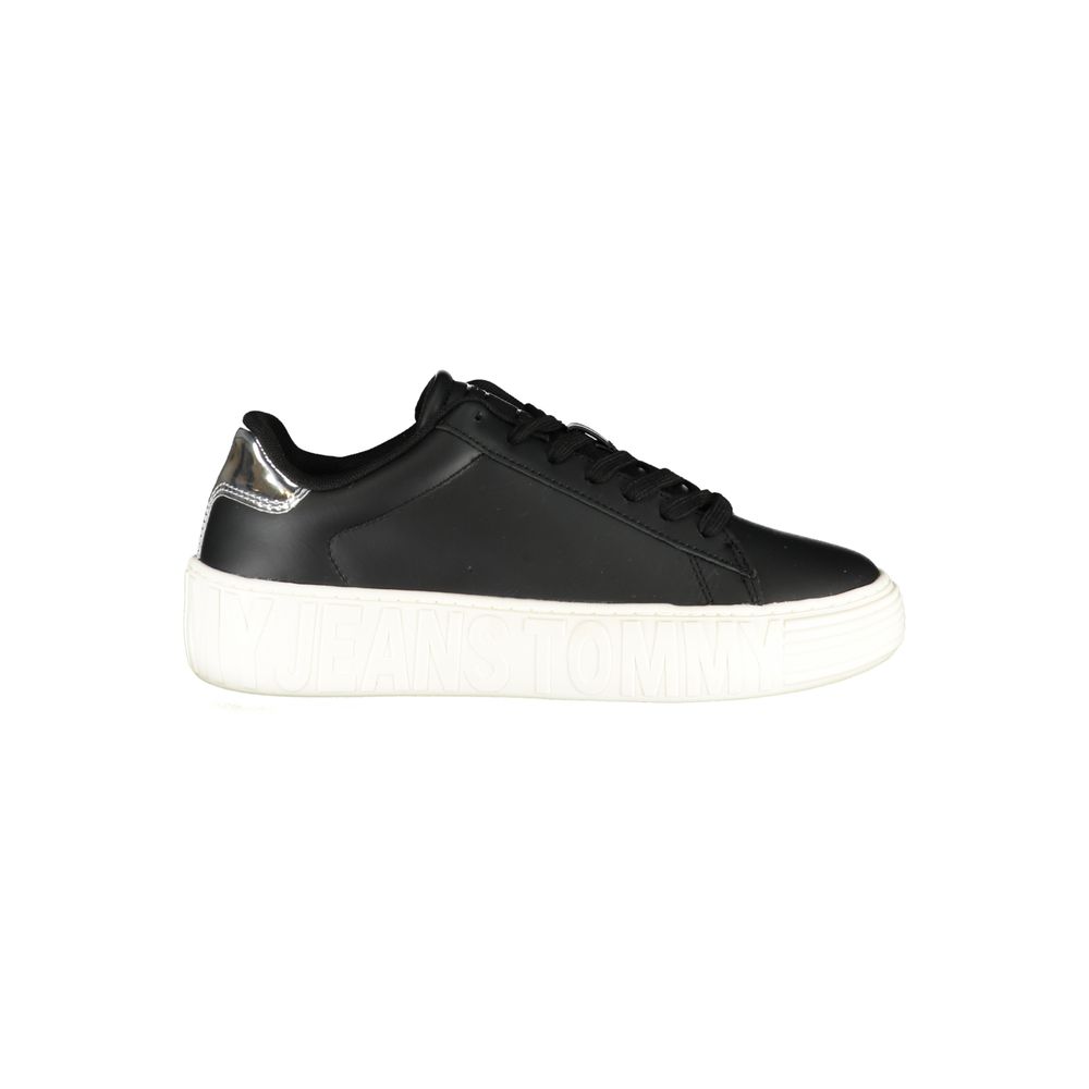 Tommy Hilfiger Women's Black Leather Low-Top Sneakers