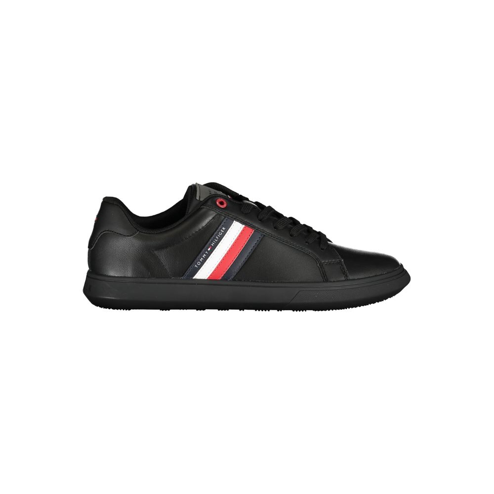 Tommy Hilfiger Men's Black Leather Sneakers
