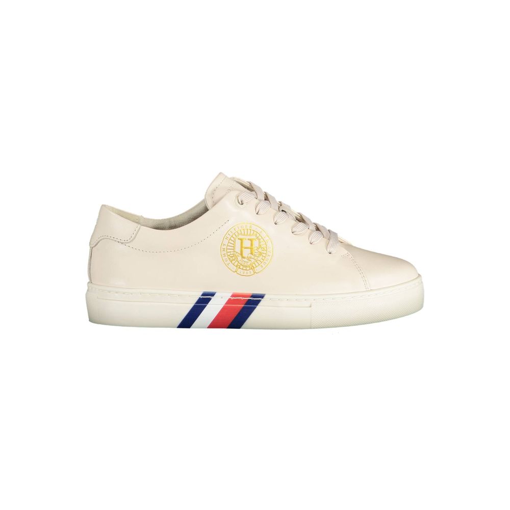 Tommy Hilfiger Women's Beige Leather Sneakers