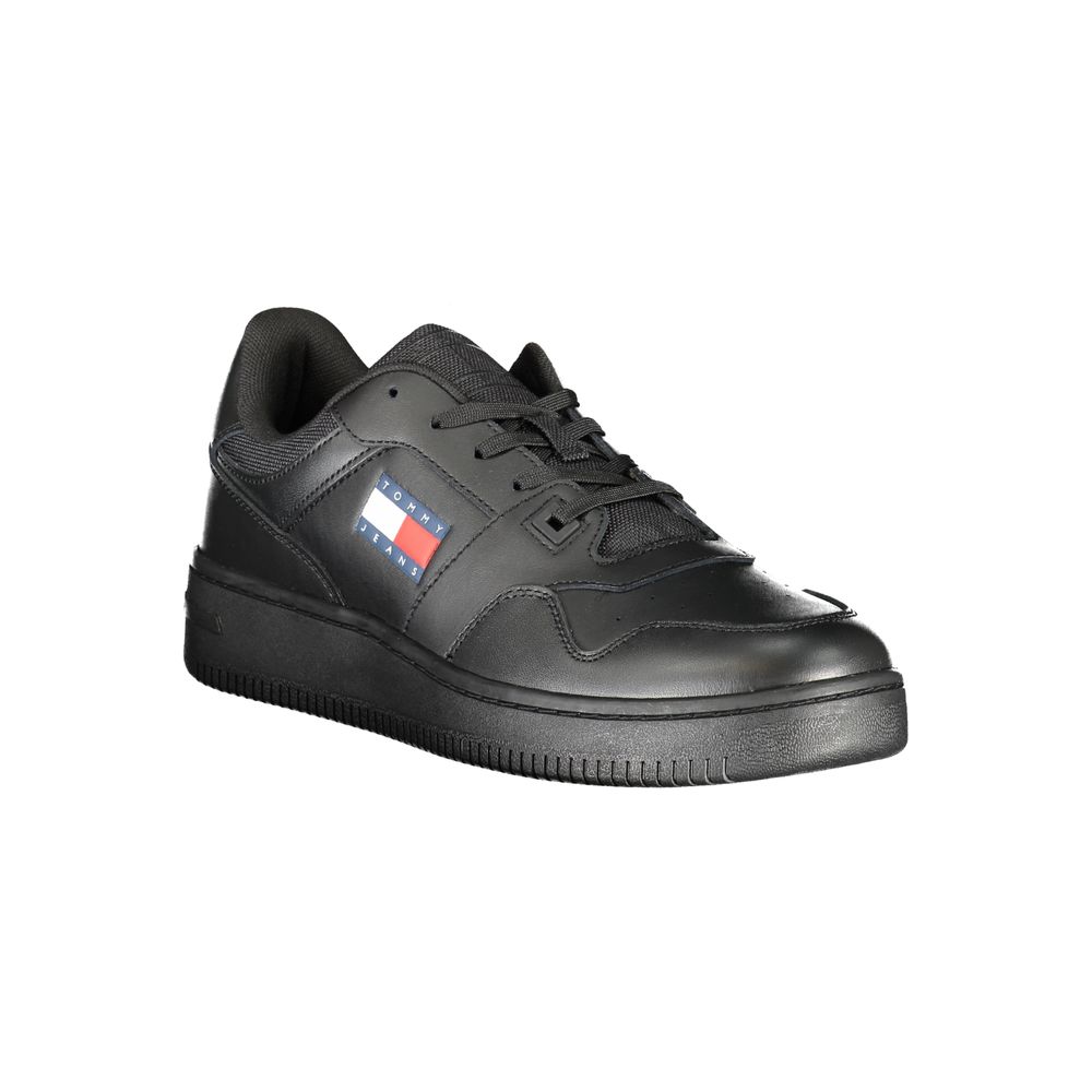 Tommy Hilfiger Men's Black Leather Sneakers