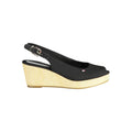 Tommy Hilfiger Women's Black Polyester Wedge Sandals
