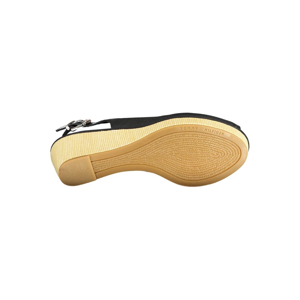 Tommy Hilfiger Women's Black Polyester Wedge Sandals