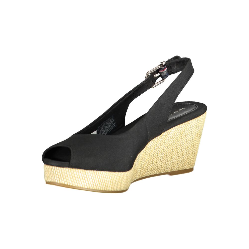 Tommy Hilfiger Women's Black Polyester Wedge Sandals