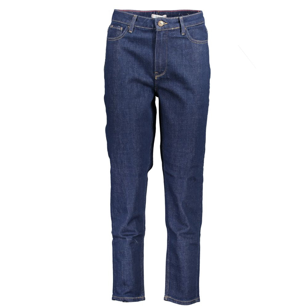 Tommy Hilfiger Women's Blue Cotton Tapered Jeans