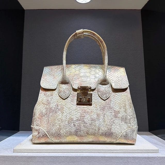 Luxury Snake Print Large Capacity Handbag for Women