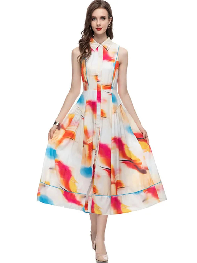 Elegant Printed Draped Evening Dress