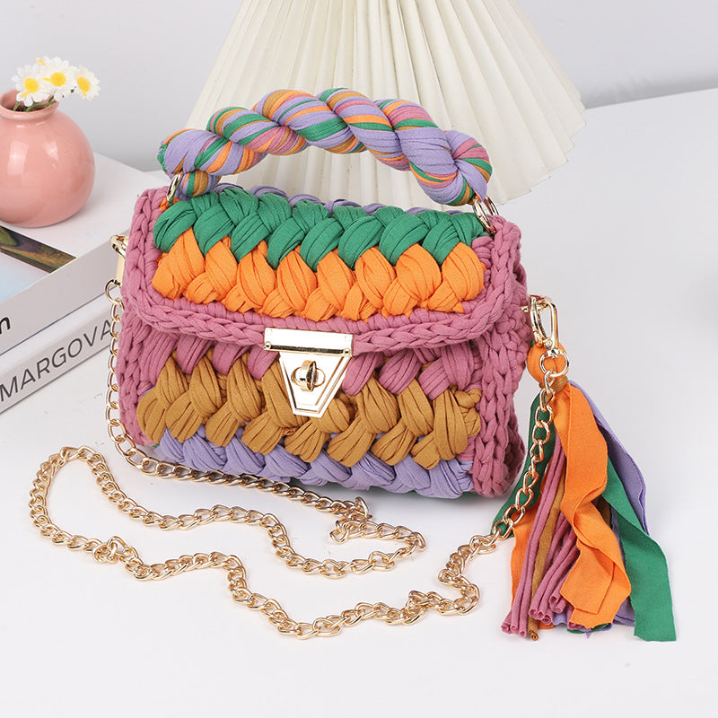 Colorful Hand-Woven Crossbody Bag for Women