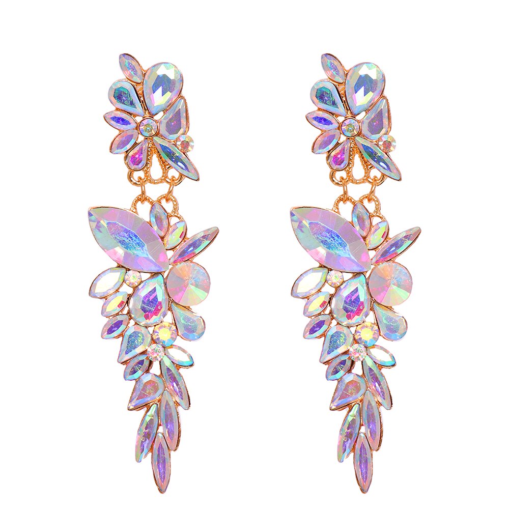 Colorful Long Rhinestone Drop Earrings
