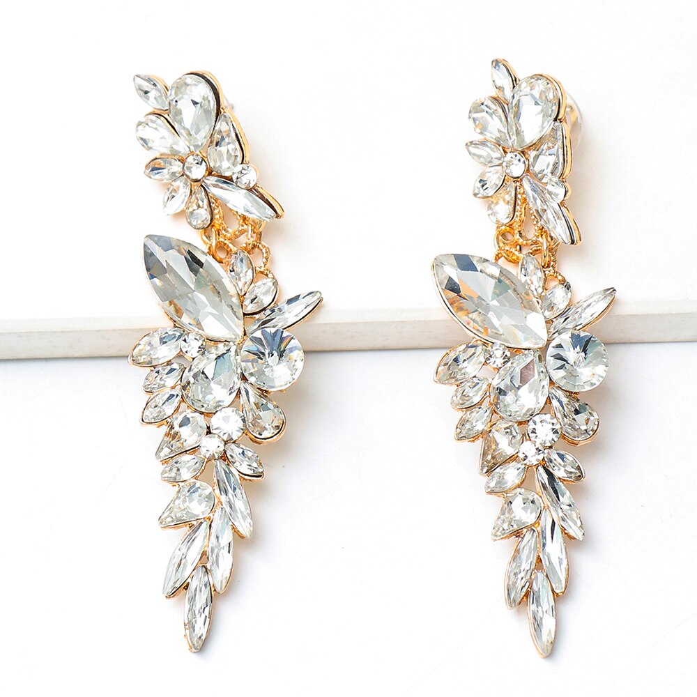 Colorful Long Rhinestone Drop Earrings