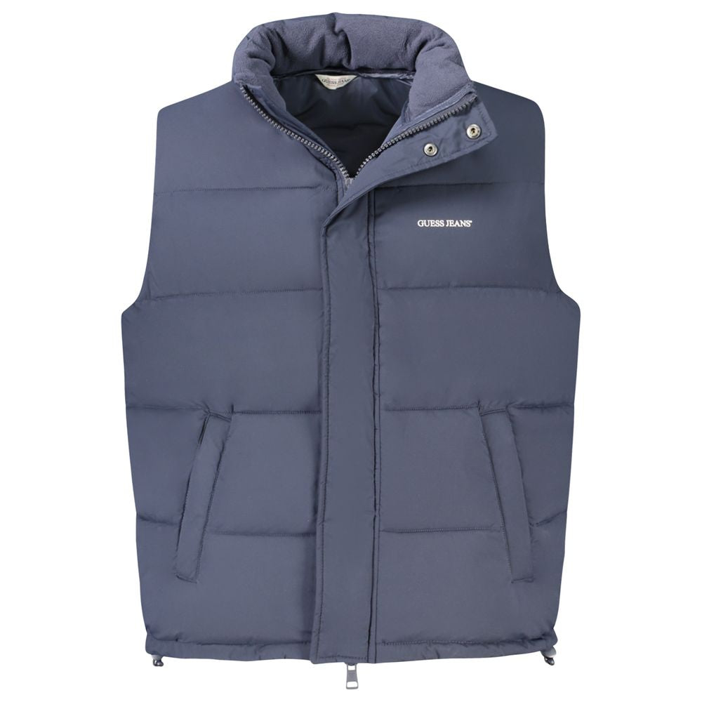 Guess Jeans Men's Blue Polyester Sleeveless Jacket