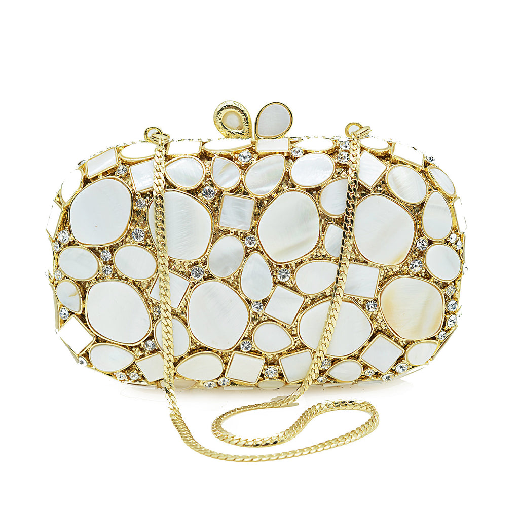 Luxury White Crystal Bridal Clutch Bag for Women