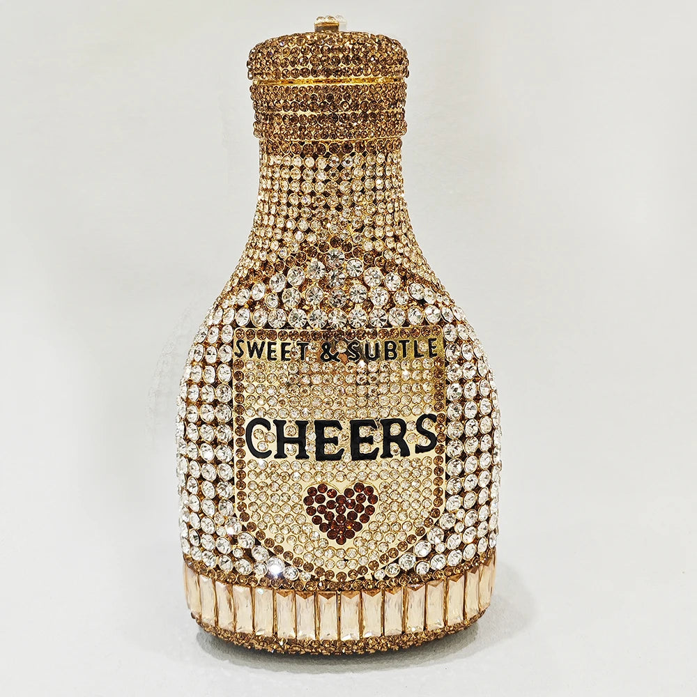 Luxury Crystal Bottle Clutch Bag for Women
