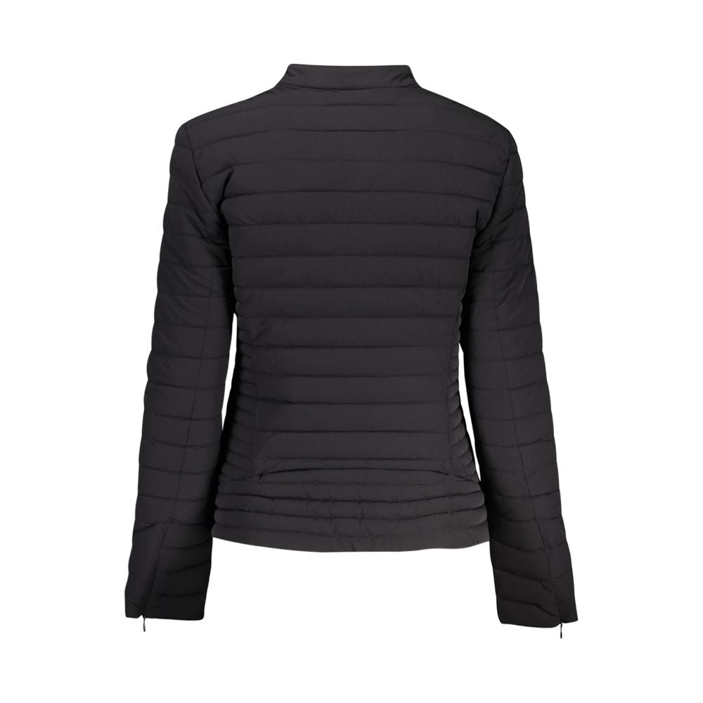 Guess Jeans Long Sleeve Women's Black Polyurethane Full-Length Jacket