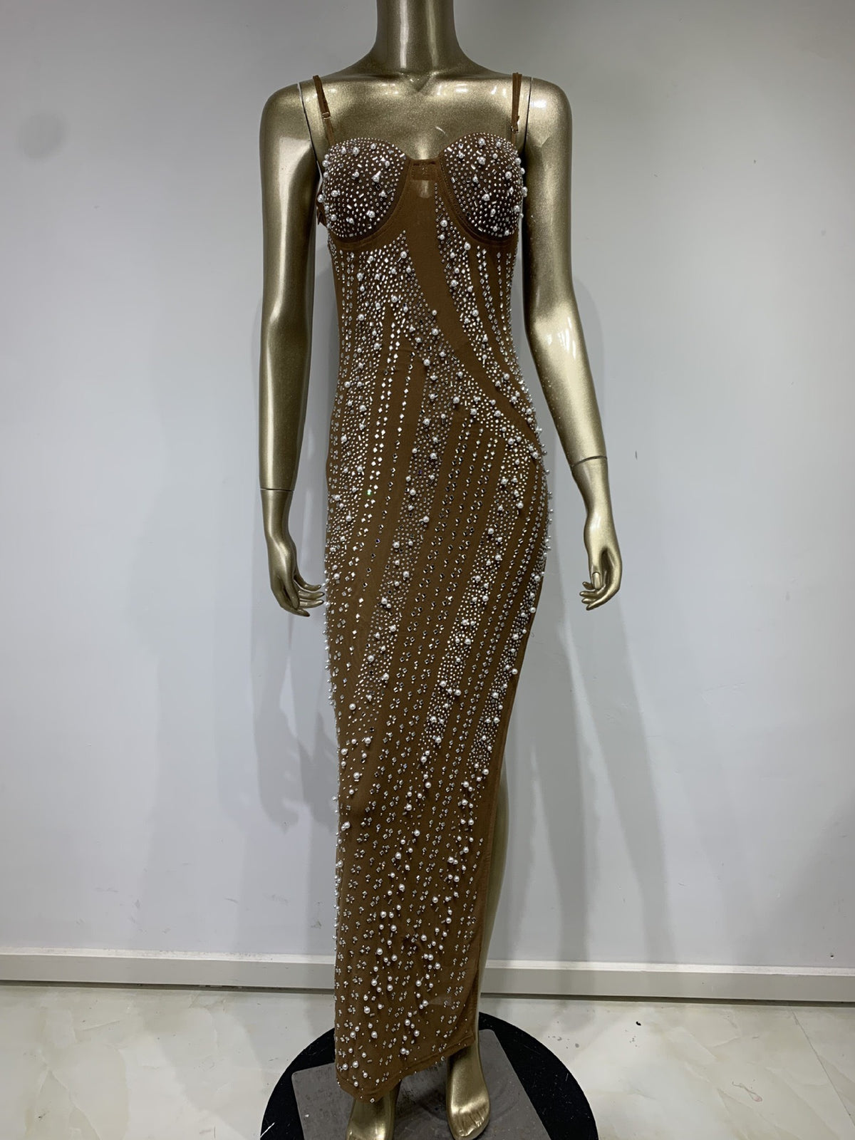 Luxury Crystal High-Slit Evening Dress for Women