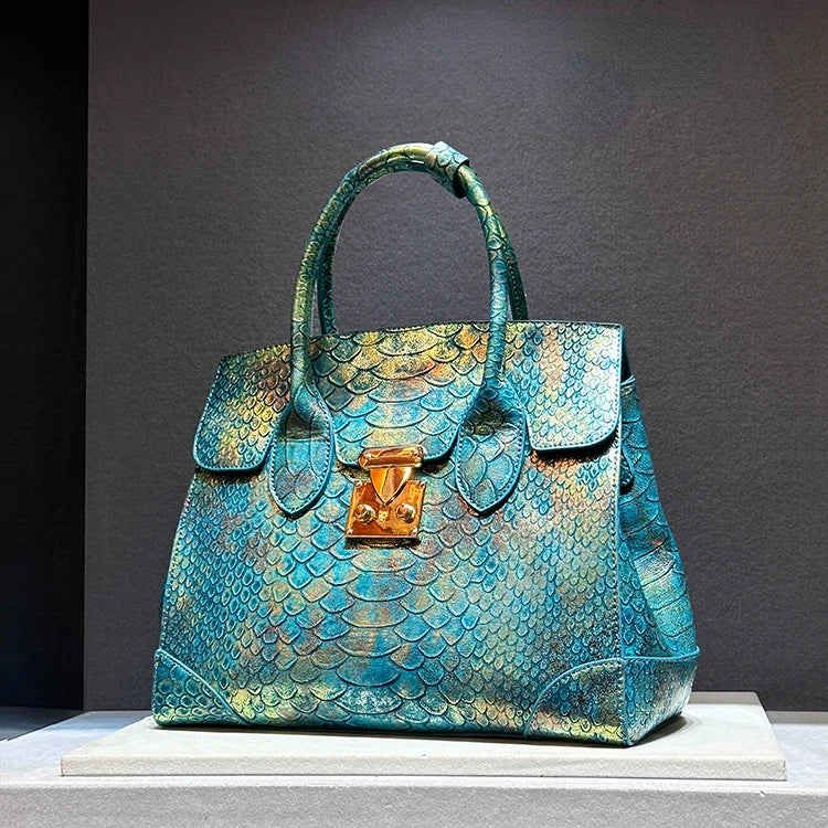 Luxury Snake Print Large Capacity Handbag for Women