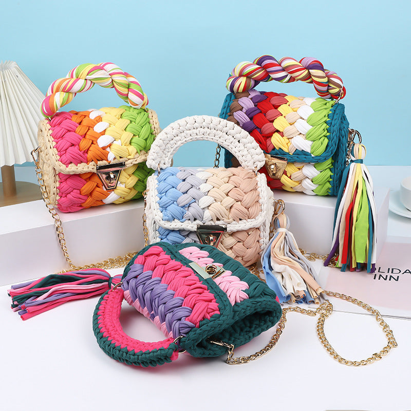 Colorful Hand-Woven Crossbody Bag for Women