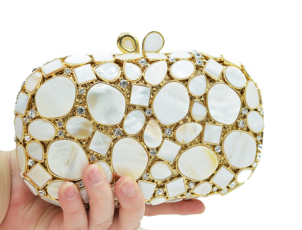 Luxury White Crystal Bridal Clutch Bag for Women