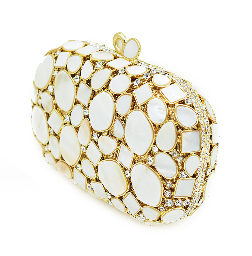 Luxury White Crystal Bridal Clutch Bag for Women